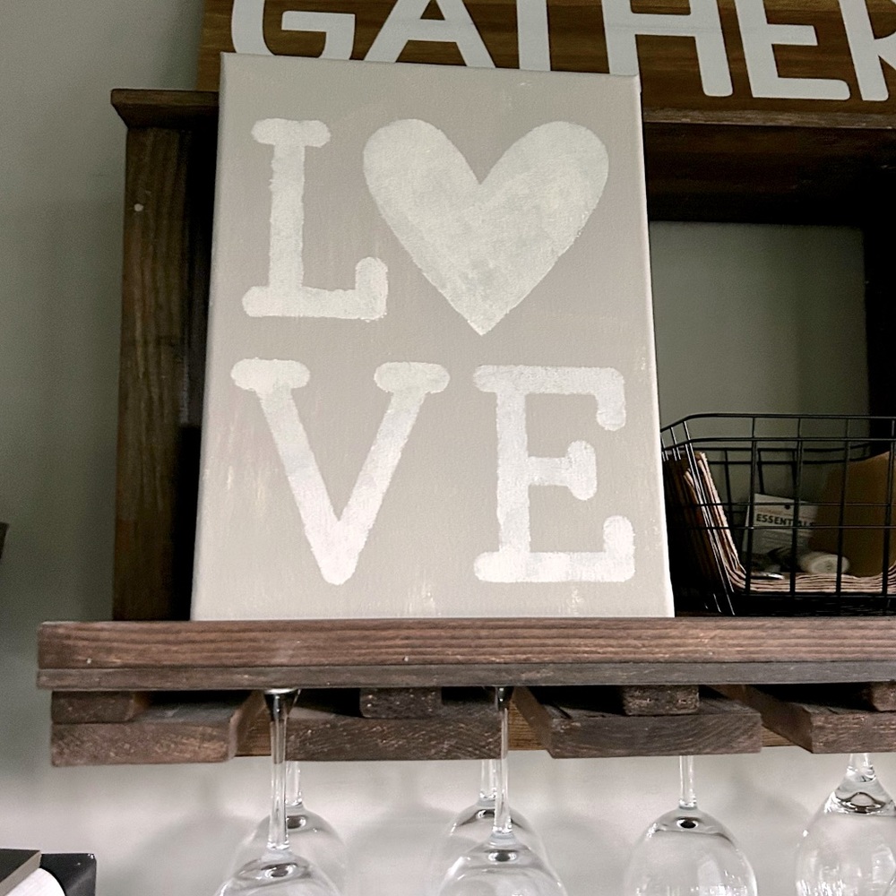 Shabby chic LOVE hand painted canvas